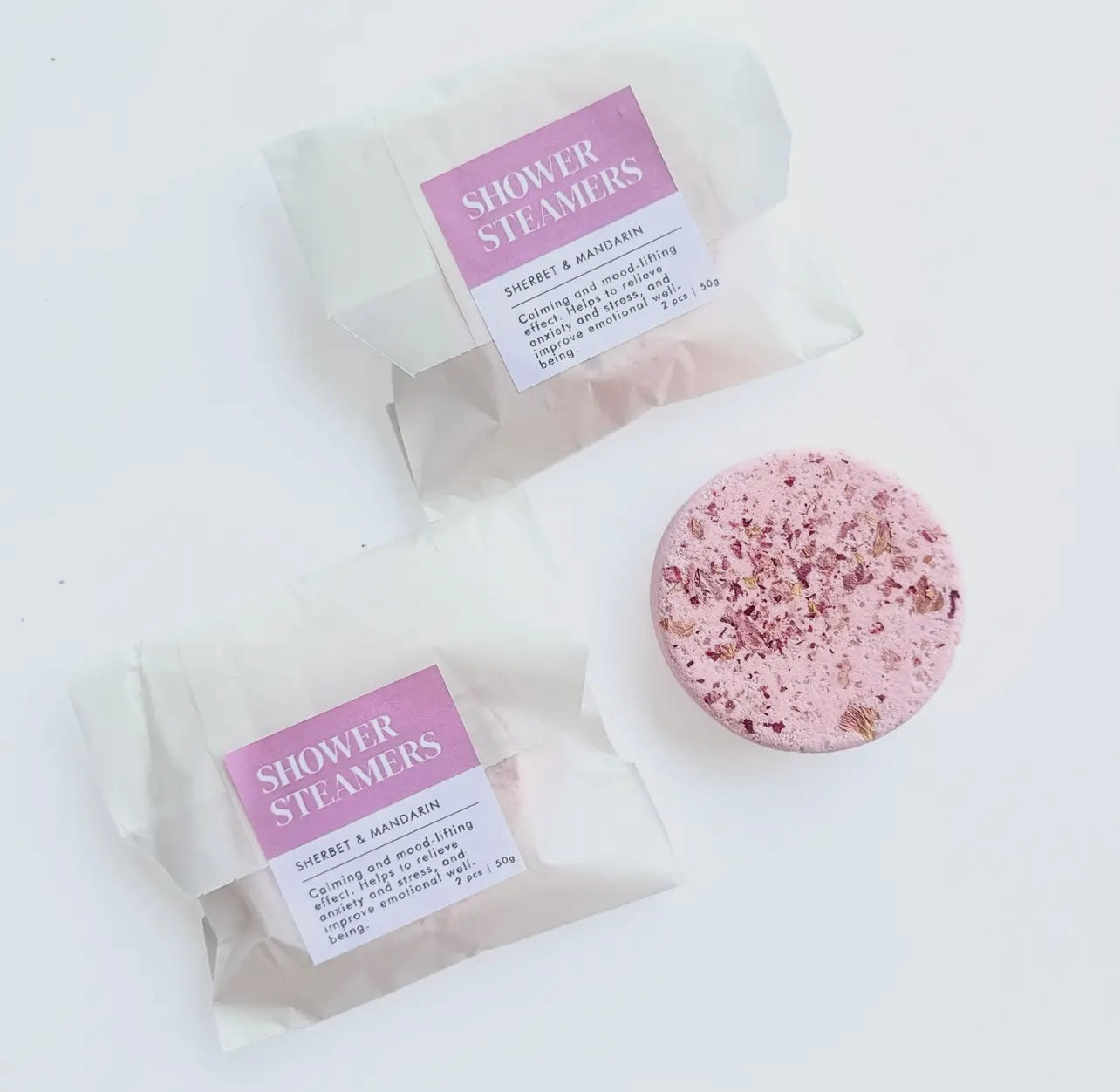 Shower Steamer Sorbet Mandarijn van Bon Babef – bruisende douchetablet met fruitige mandarijngeur