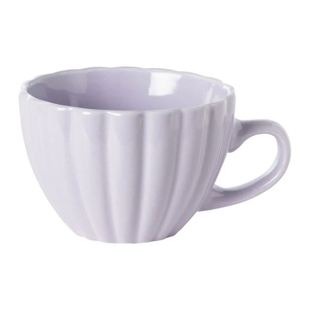 Lila Mok Geschulpt – elegante koffiemok met uniek design, perfect voor koffie, thee of als cadeau