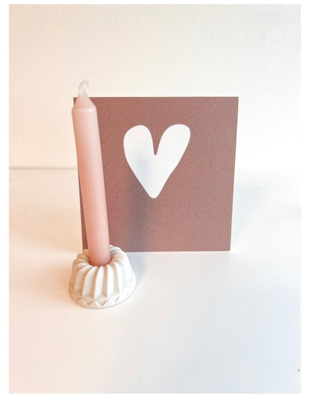 Lief cadeausetje met forex tegel hartje roze kaars en klein kandelaarje