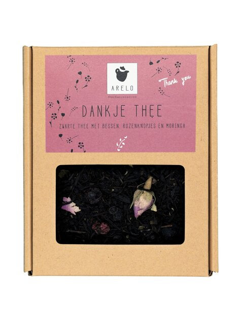 Arelo Dankjewel Thee 50 gram met 3 theezakjes – los thee cadeau