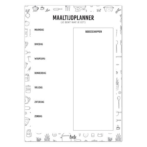 Maaltijd Planner – overzichtelijk plannerboek voor wekelijkse maaltijden en boodschappen, perfect als cadeau of voor dagelijks gebruik