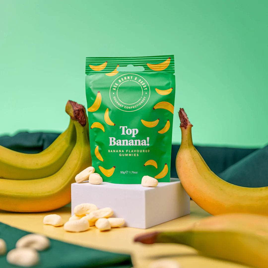 Top Banana snoepzakje – zachte, fruitige bananensnoepjes in handig zakje