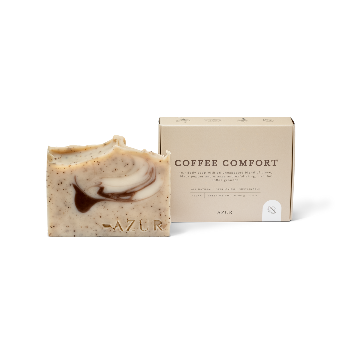 Azur Coffee Comfort Natuurlijke Scrub Zeep Bar Handgemaakt