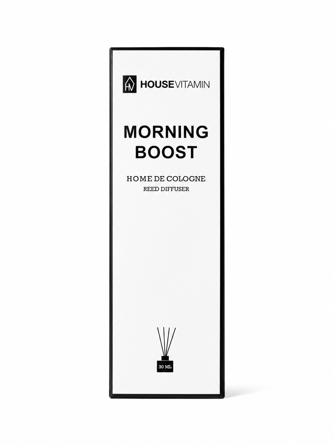 HOUSEVITAMIN Morning Boost reed diffuser 30 ml met geurstokjes op witte achtergrond