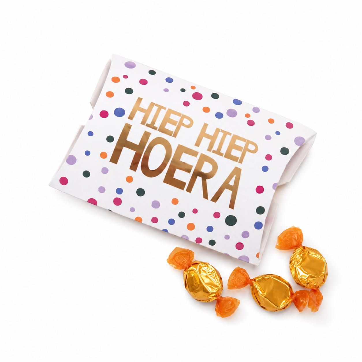 Toffee cadeaudoosje gevuld met assorti toffees in vrolijke cadeauverpakking, perfect als zoet cadeau of traktatie.