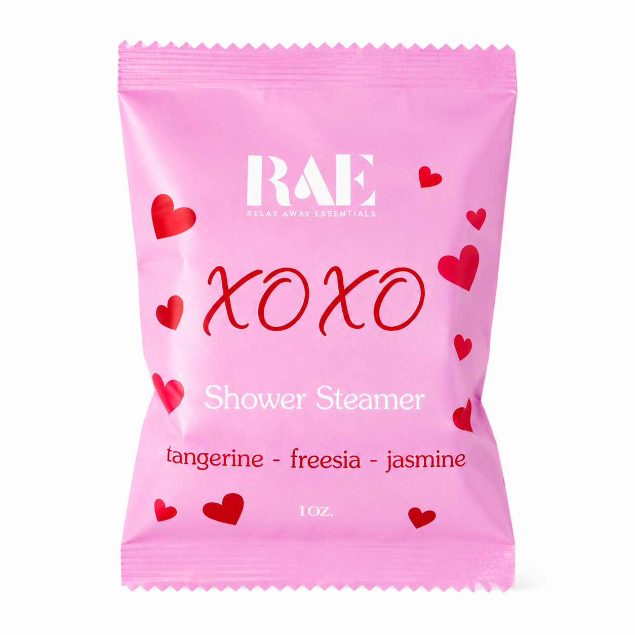XOXO Shower Steamer met tangerine, freesia en jasmine β roze Valentijn wellness cadeau