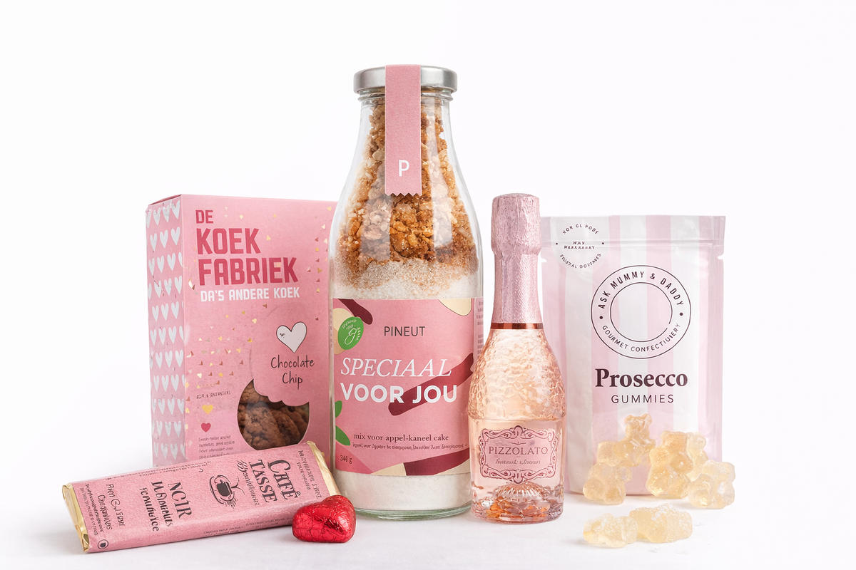 Genieten en lekkers cadeaubox met chocolade, snacks en heerlijke verwenproducten