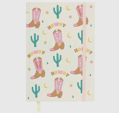 Trendy notitieboek met cowboy boots print inclusief stickers voor brievenbuscadeau
