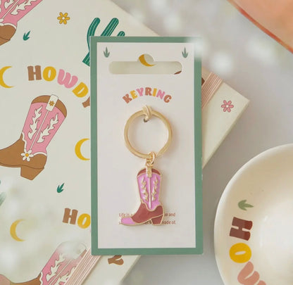 Cowboy boot sleutelhanger western stijl voor sleutelbos of tas