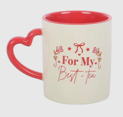 Mok For My Best Tea met hartvormig handvat – leuk cadeau voor thee liefhebber ☕💕