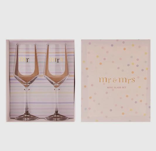 MR & MRS Wijnglazen Set – Luxe Set voor Bruiloft, Verloving & Jubileum