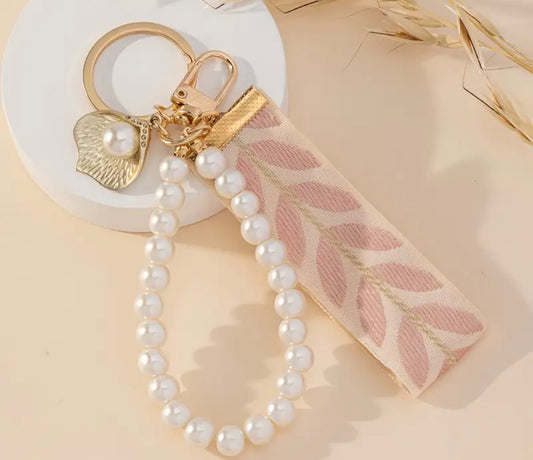 Sleutelhanger parel roze