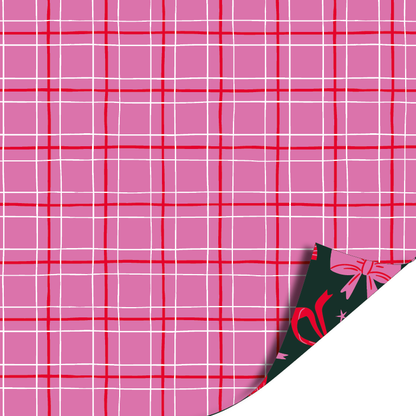 Roze rood strikjes/ roze rood geruit