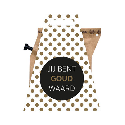 Jij bent goud waard koffie – luxe koffieverpakking met gouden tekst
