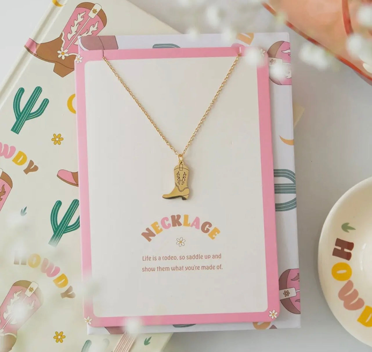 Trendy cowboy laars ketting roestvrij staal nikkelvrij brievenbus cadeau
