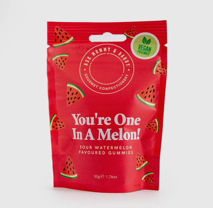 You’re One in a Melon snoepjes meloensmaak klein cadeau vrolijk