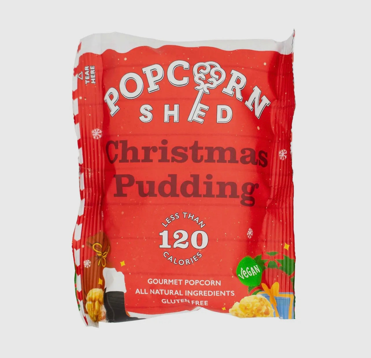 Popcorn shed Christmas pudding