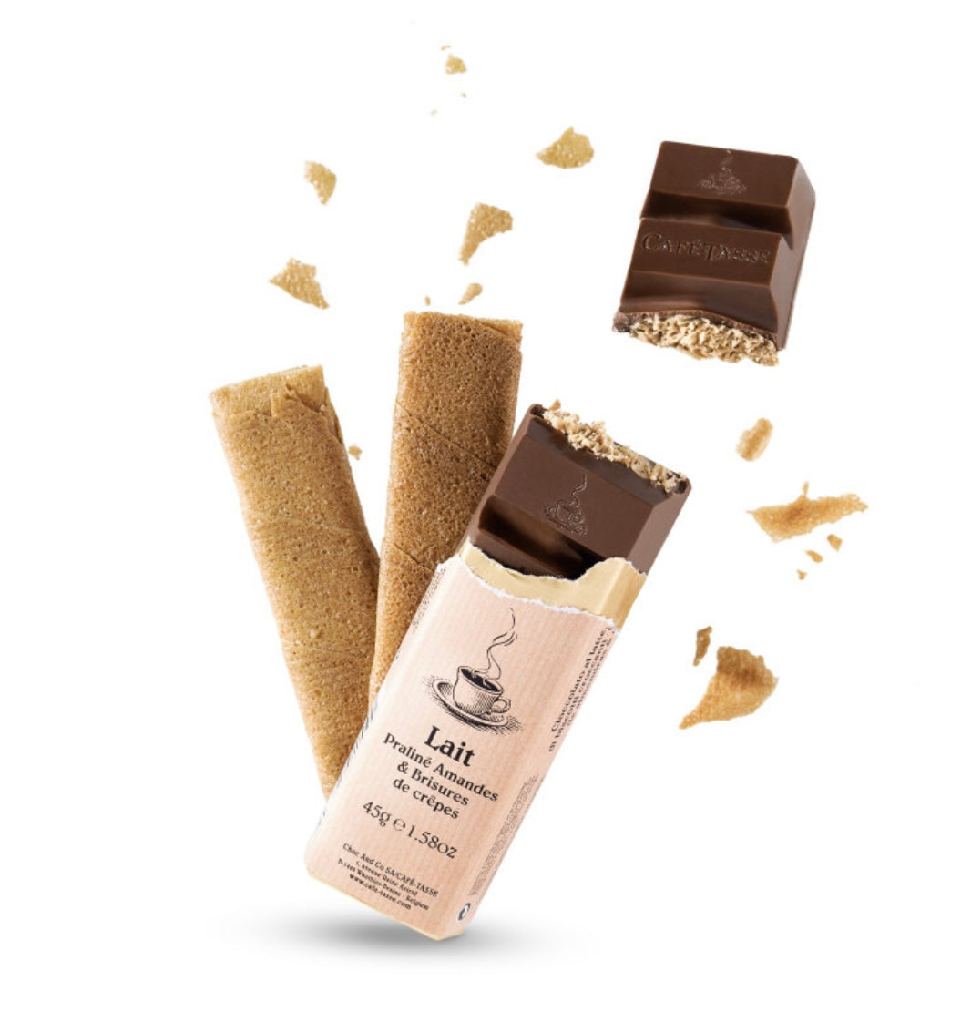 Chocoladereep melkchocolade gevuld met amandelpraliné