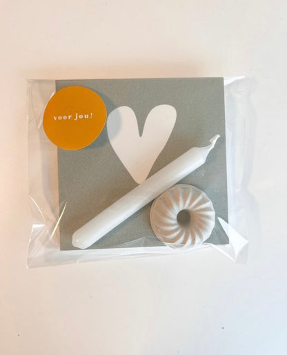 Voor Jou Lief Setje – forex tegel hartje, kaarsje en lief kandelaar