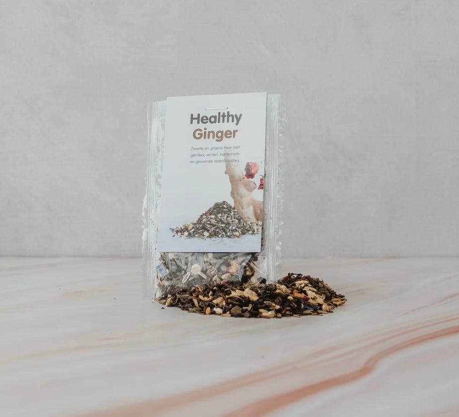 Losse gemberthee – Healthy Ginger Tea in zakje met stukjes gember
