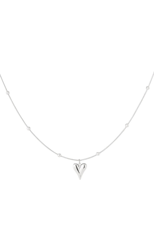 Zilver bolletjes ketting met hartje