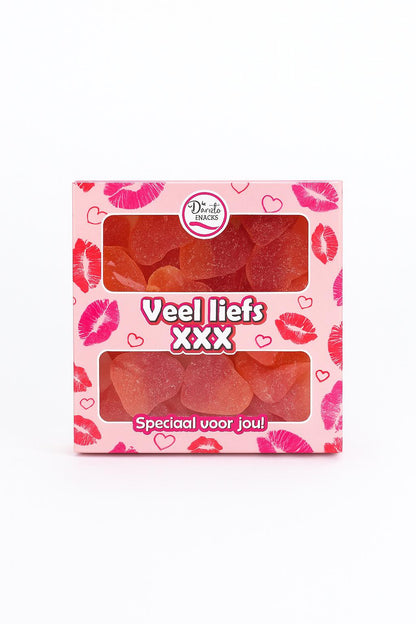 Snoepdoosje veel liefs xxx lief cadeau zoete snoepjes klein gebaar