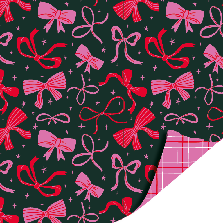 Roze rood strikjes/ roze rood geruit