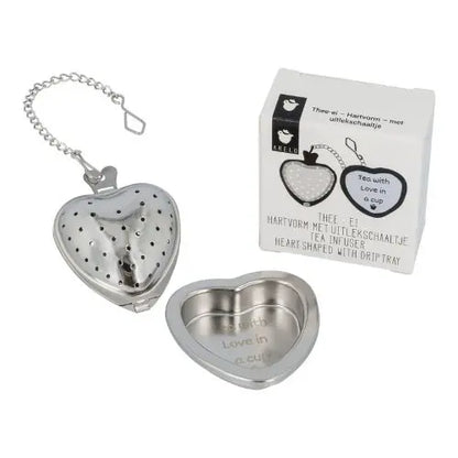 Arelo thee-ei met uitlekschaaltje voor losse thee, stijlvol thee accessoire