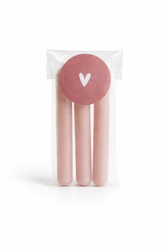 Set van 3 roze mini kaarsjes als sfeervolle decoratie
