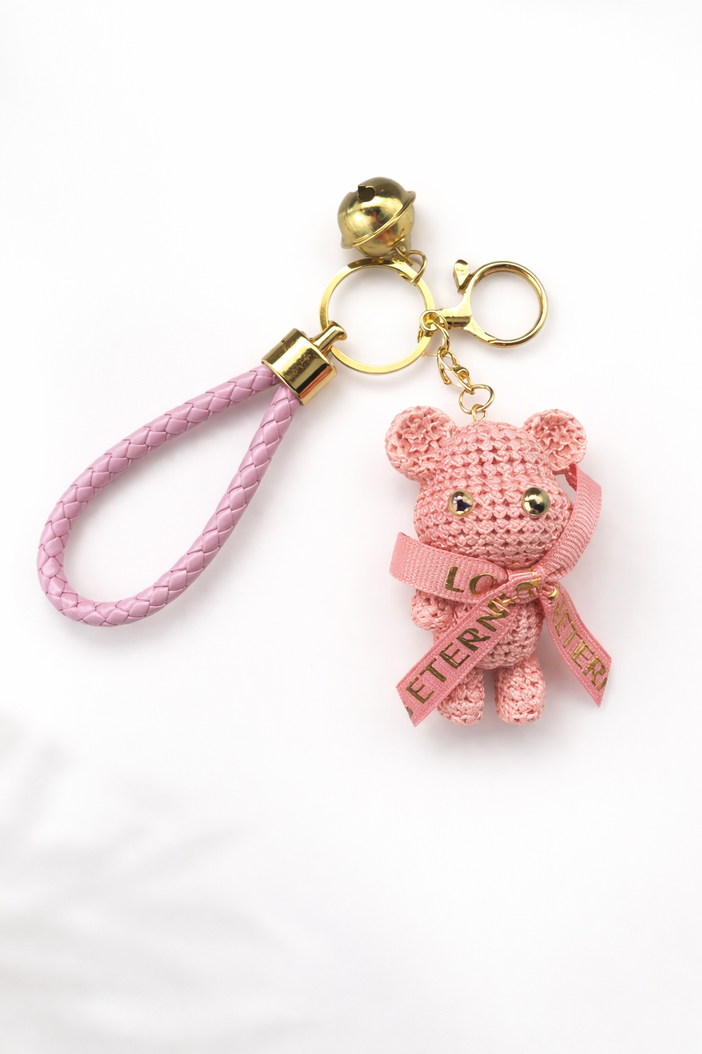 Roze bear sleutelhanger schattig beertje accessoire voor tas en sleutels