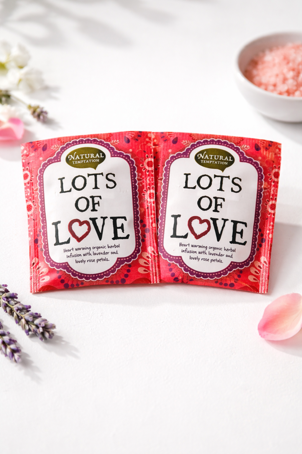Lots of Love thee – 2 theezakjes met liefdevolle verpakking, perfecte toevoeging aan cadeauboxen
