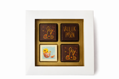 Luxe bakkers paas pralines 4 stuks in luxe doosje paascadeau chocolade