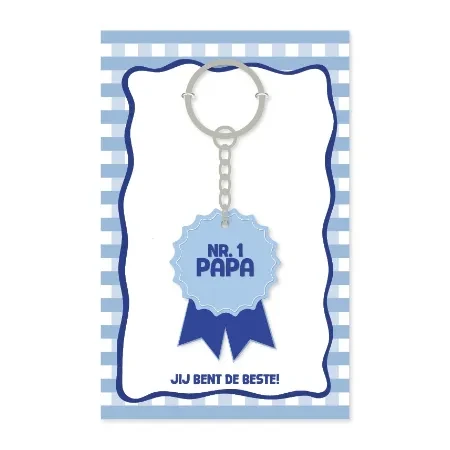 sleutelhanger nr 1 papa cadeau vaderdag blauw