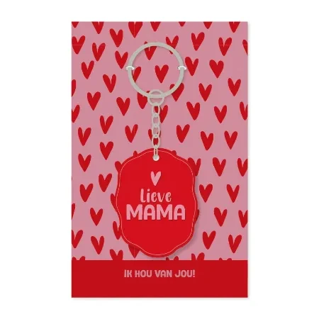 sleutelhanger lieve mama cadeau moederdag rood hartjes