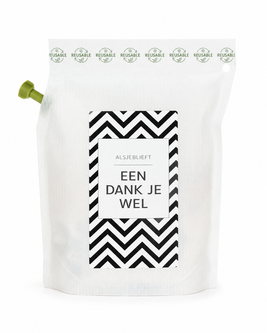 Alsjeblieft een Dank Je Wel bedankcadeau in stijlvolle zwart\-witte verpakking