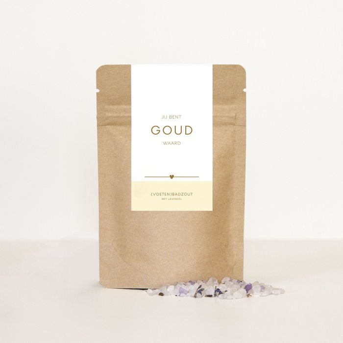 Luxe badzout met de tekst Jij Bent Goud Waard, een origineel cadeau om waardering te tonen.