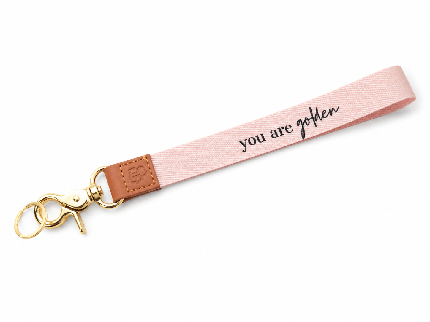 Beige sleutelhanger met koord en tekst You Are Golden