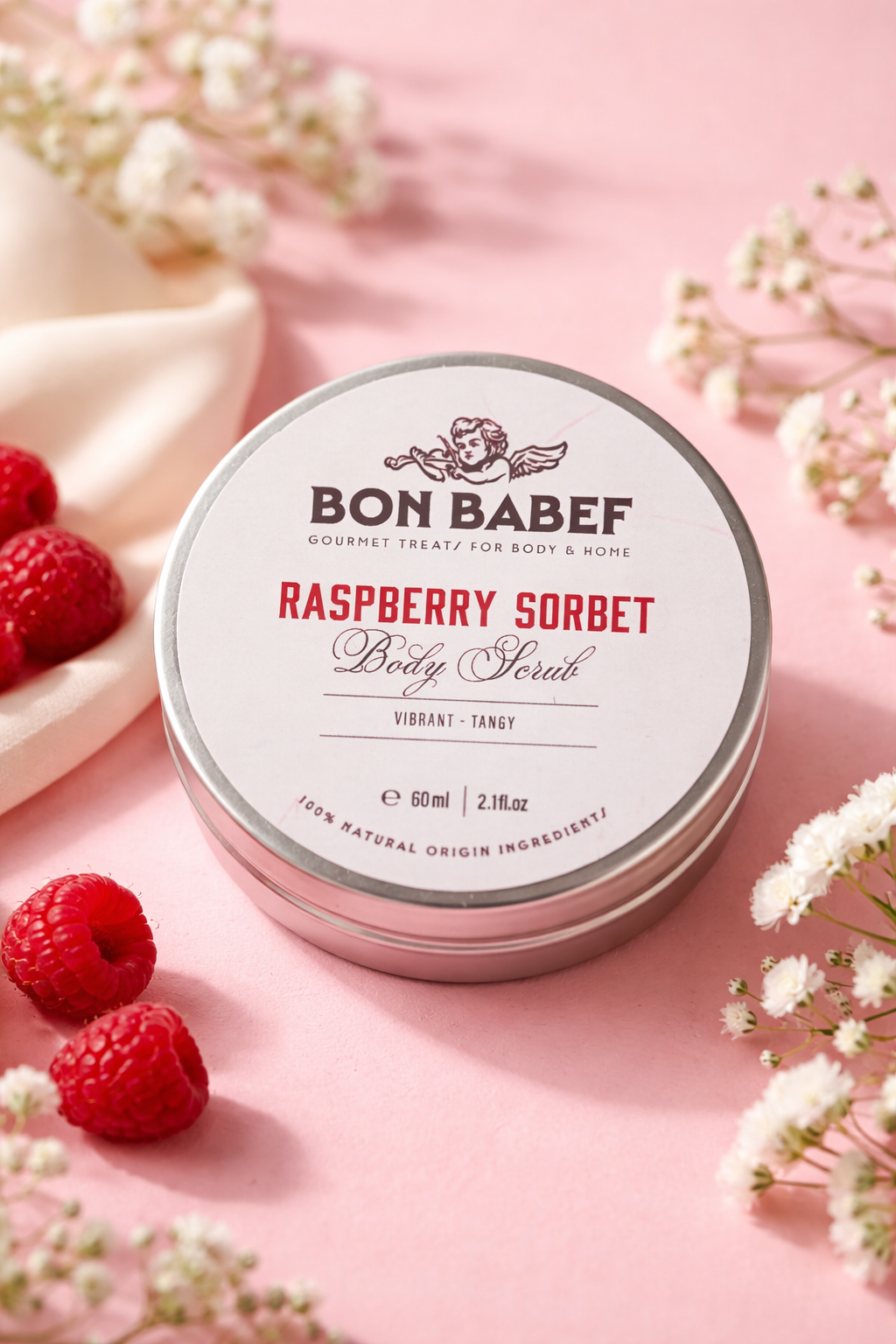 Bon Babef raspberry sorbet body scrub framboos lichaamsscrub