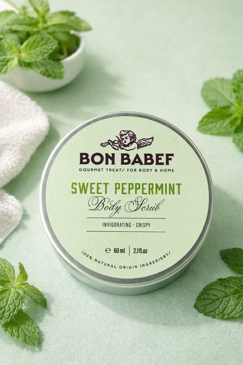 Bon Babef sweet peppermint body scrub verfrissende lichaamsscrub