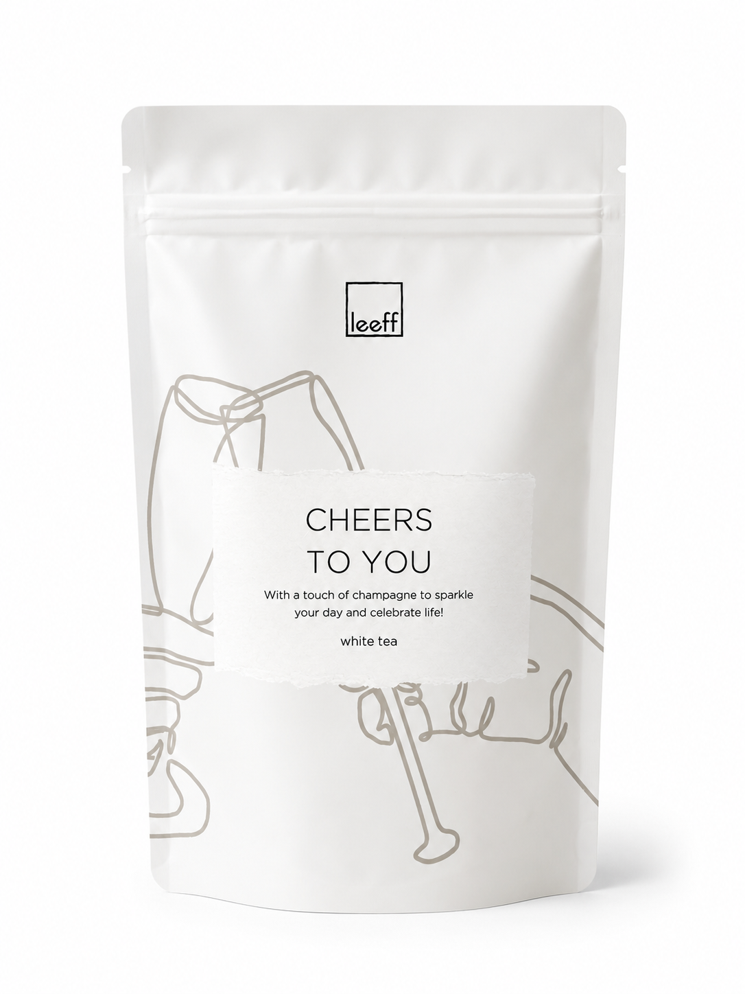 Cheers To You witte thee met champagne – stijlvol cadeau 