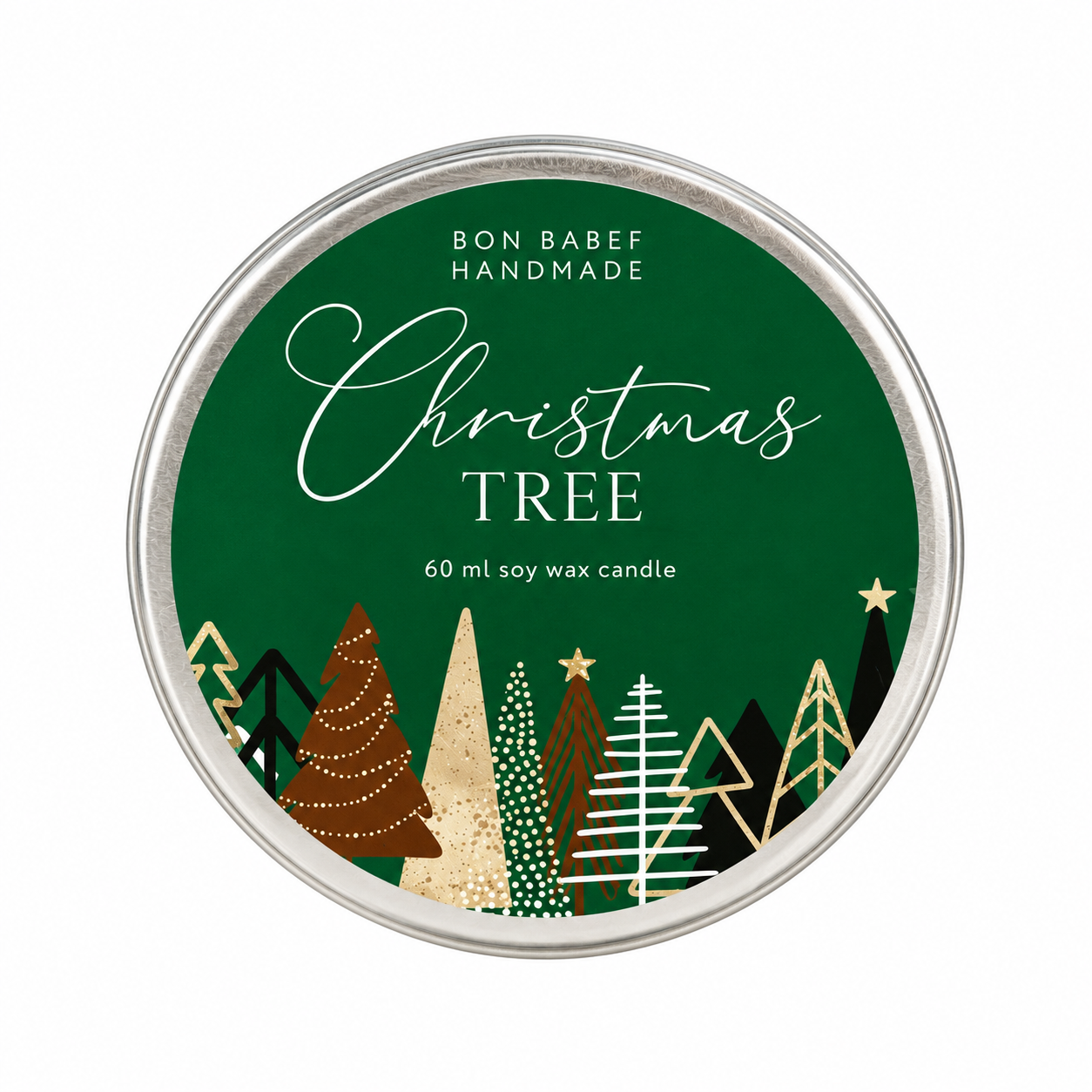 Christmas Tree handgemaakte sojakaars van 60 ml met groen kerstboomdesign als origineel kerstcadeau