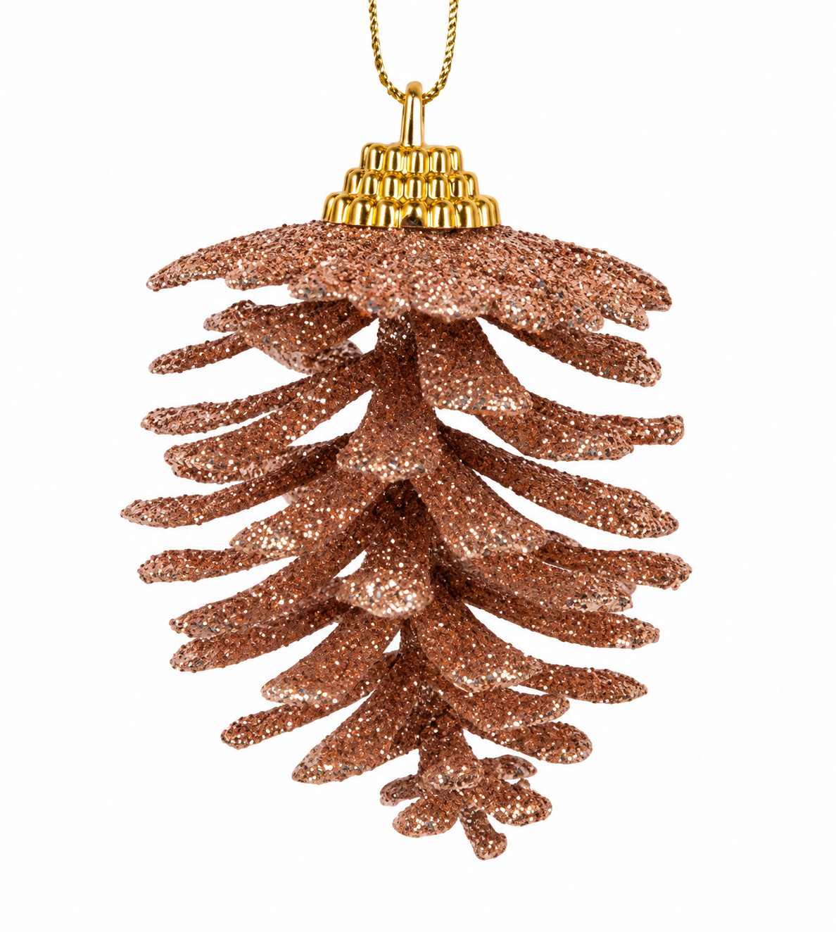Clayre & Eef kerstboomhanger dennenappel in roségoud met glitter