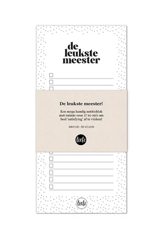 De leukste meester notitieblok to do lijst cadeau meester school bedankje
