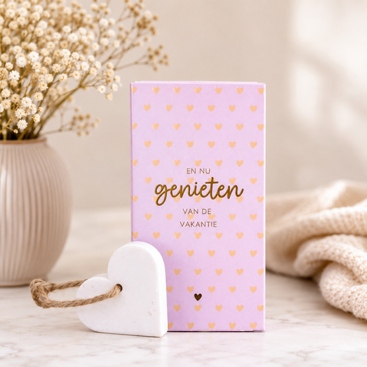 Origineel juffencadeau en meestercadeau met tekst En nu genieten van de vakantie - luxe bedankje einde schooljaar