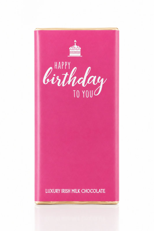 Happy Birthday chocoladereep van luxe melkchocolade als origineel verjaardagscadeau