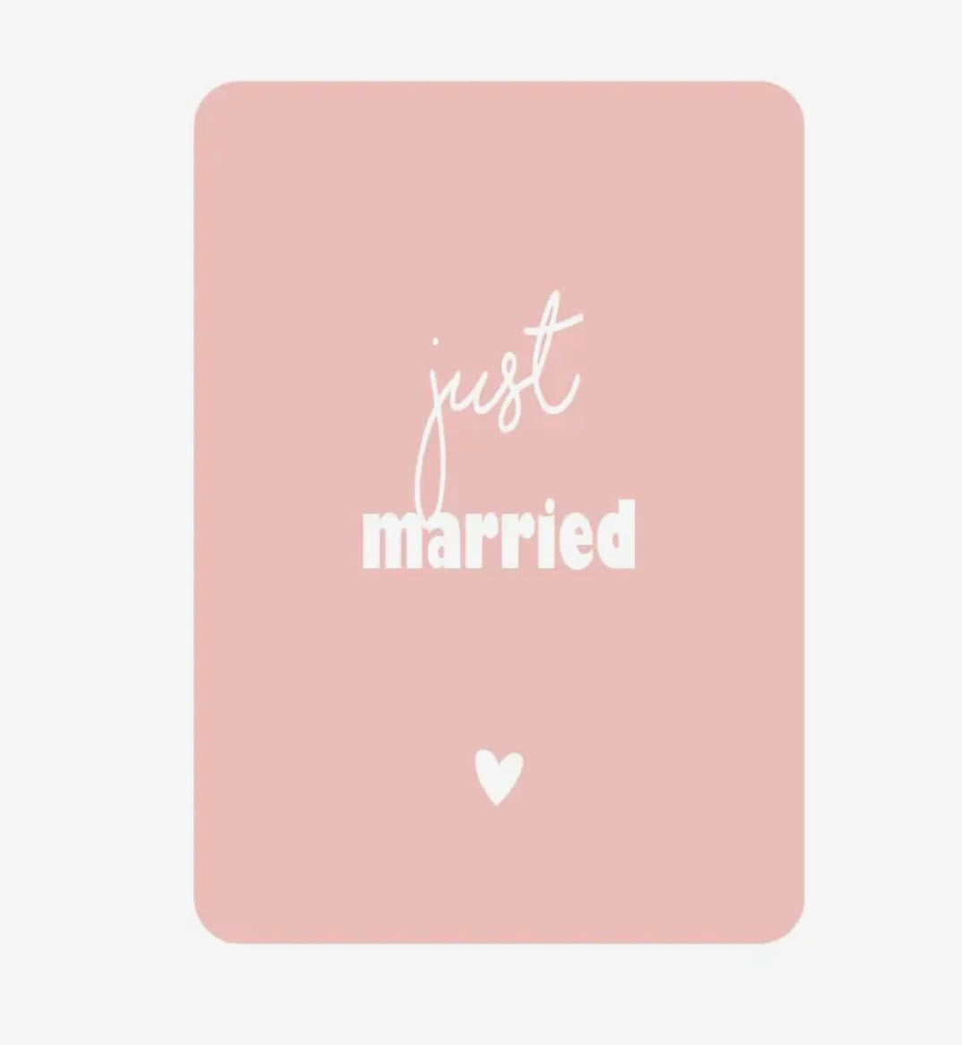 Just married kaart felicitatie huwelijk stijlvol kaartje met envelop
