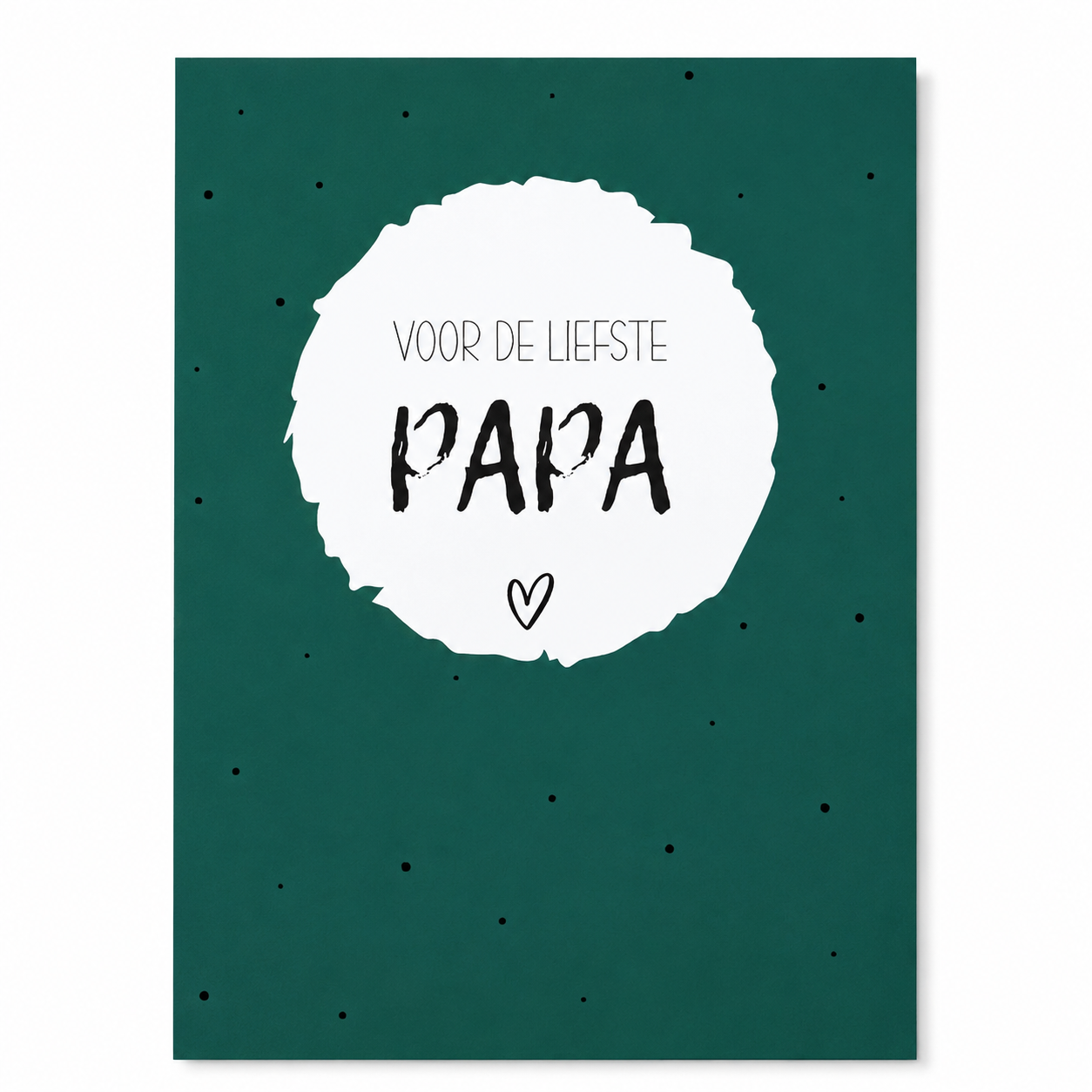 Wenskaart voor de liefste papa met groene achtergrond en witte cirkel, perfect als cadeau voor Vaderdag.
