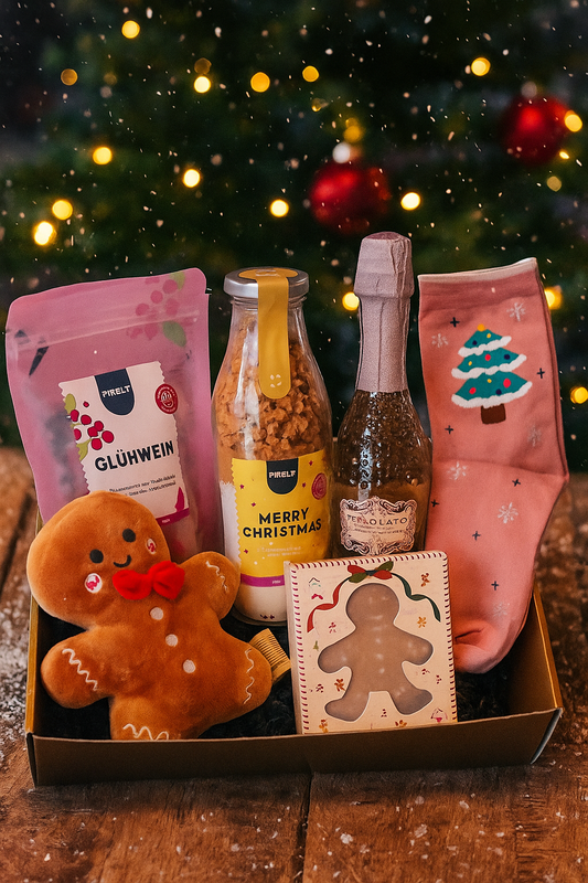 Kerstbox Gingerbread Roze – luxe roze cadeaubox met gingerbread thema