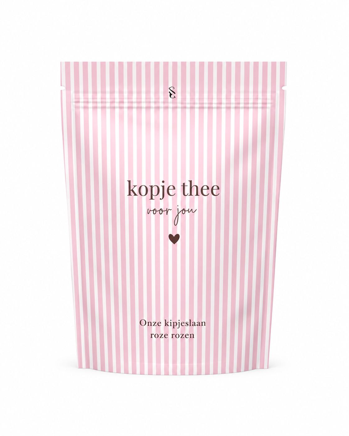 Kopje Thee voor Jou met Oma’s Appeltaart rooibosthee in roze gestreepte cadeauverpakking