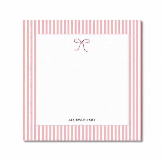 Mini Notes Pink Stripes luxe roze notitieblok met strik voor notities en to-do lijstjes